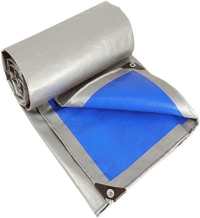 Zwaar Zeildoek - Waterdicht Dekzeil - Bescherming Buiten - Versterkte Hoeken - 4x5 Meter - Zilver