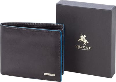 Visconti Leren Portemonnee Heren - Bilfold - Echt Leer - RFID - Zwart - Alps Collectie (AP52 BK)