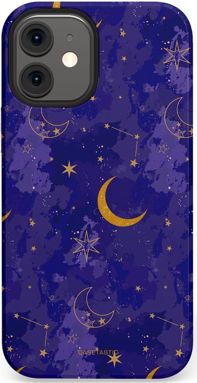 Casetastic Hoesje Geschikt voor Apple iPhone 12 Mini - Stijlvolle Beschermende Duo-layer Case - Sterrennacht