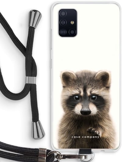 Hoesje met koord geschikt voor Samsung Galaxy A51 4G hoesje met Koord - Rocco - Telefoonhoesje met Zwart Koord - Bescherming aan alle Kanten en Over de Schermrand