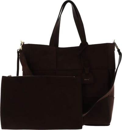 abro Leren Schoudertas Leather Artemide Shopper Chessboard Small Wood Bruine
