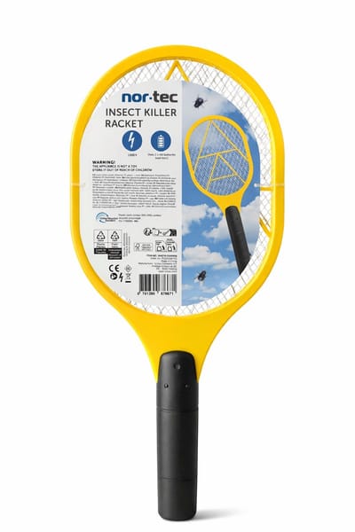 Nor-Tec Elektrische Vliegenmepper – 1300V Insect Killer Racket – Batterij (2x AA) – Draadloos – Geel/Zwart