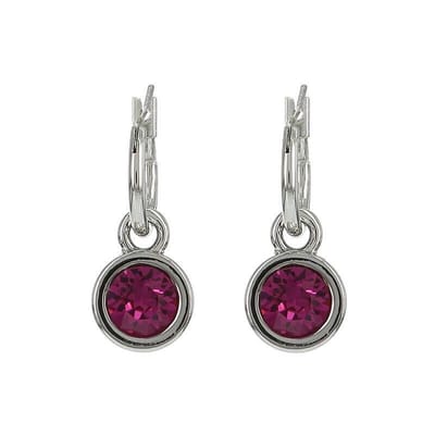 Biba Hang Oorbellen met Swarovski Steentje Fuchsia