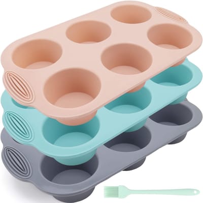 Unyqoos® Set van drie grote siliconen muffinvormen voor veelzijdig bakplezier