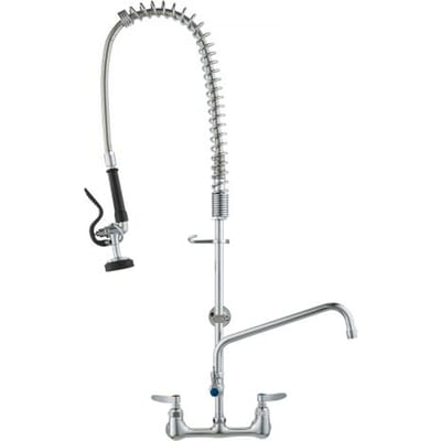 VEVOR Commerciële kraan met voorspoeldouche, 915 hoogte, 12" draaibare uitloop, aan de muur gemonteerde gootsteenkraan, messing apparaat met uittrekbare spray, voor 1/2/3 compartimentengootsteen