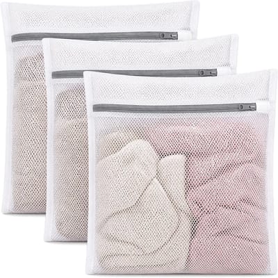 Waszakken 3 stuks - Netzakken fijne was - Bescherming kleding - Duurzaam honingraatgaas - 30 x 40 cm - Wit