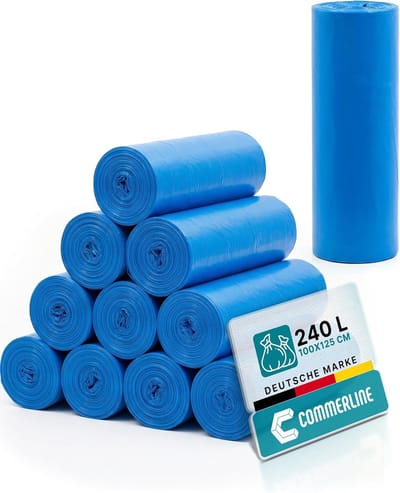 Vuilniszakken Blauw - Afvalzakken Grote - Huishouden Kantoor - Scheurvast Lekvrij - 240 Liter 125x100 - Blauw