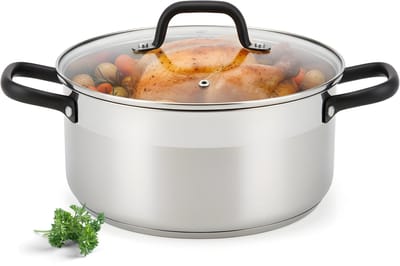 Lomera RVS Kookpan – Glazen Deksel – Inductie Geschikt – Vaatwasmachinebestendig – Ergonomische Handgrepen – 24 cm Diameter – 4 Liter Inhoud – Ultra-Inductiebodem – Maatverdeling Binnenkant – Geschikt voor Gas – Geschikt voor Elektrisch