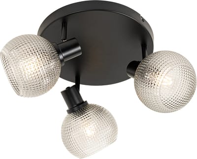 QAZQA chico - Design Plafondspot | Spotje | Opbouwspot - 3 lichts - Ø 43 cm - Zwart - Woonkamer | Slaapkamer | Keuken