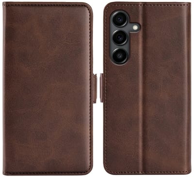MobyDefend Hoesje - Geschikt voor Samsung Galaxy S25 FE - Luxe Wallet Book Case (Sluiting Zijkant) - Bruin