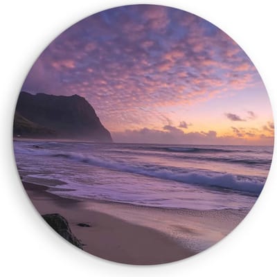 Saammp Muurcirkel Hout - Kust - Zee - Strand - Herfstachtig - Landschap - Natuur - Ø 90 - Wandcirkel - Wanddecoratie Cirkel - Muurdecoratie Woonkamer - Slaapkamer decoratie - Rond Schilderij