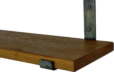 GoudmetHout® Wandplank Industrieel - 100 x 20 cm Muurplank - Donker Eiken Hout - Decoratie Wandrek & Boekenrek - Hangplank Keuken - Wall Shelf + 2 Plankdragers van Ruw Staal