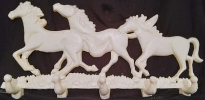MadDeco - gietijzer - kapstok - 3 paarden - wit