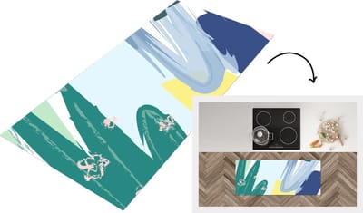 Keukenloper - Loper keuken - Zomer - Abstract - Geel - Groen - 120x50 cm - Keukenloper vinyl