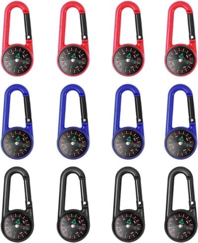 Kleurige Mini Survival Kompas Sleutelhanger - 12 Stuks Camping Accessoires voor Buitenactiviteiten en Avonturen