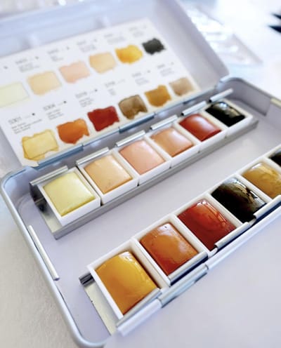 Phoenix - Aquarelverf - Set van 12 halve napjes in metalen doos - Skintone kleuren