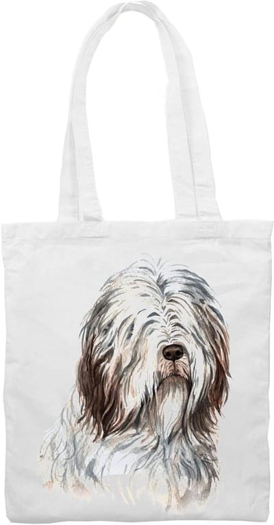 Schoudertas Katoen - Draagtas Hond - Dagelijks Gebruik - Milieuvriendelijk Herbruikbaar - 42 x 38 cm - Wit
