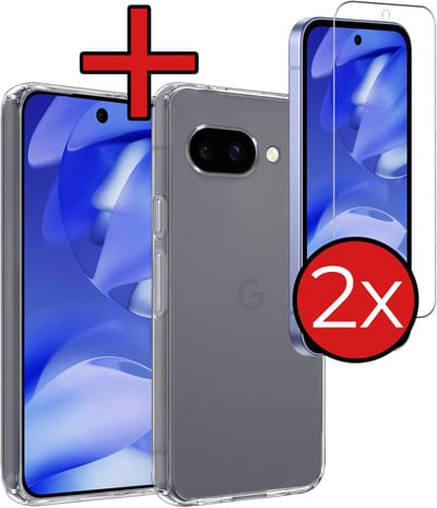 Hoesje - Met 2x Screenprotector - Geschikt voor Google Pixel 9a - Sterk & Shockproof - Telefoon Hoes - Back Cover - Siliconen Case - Telefoonhoes - Transparant