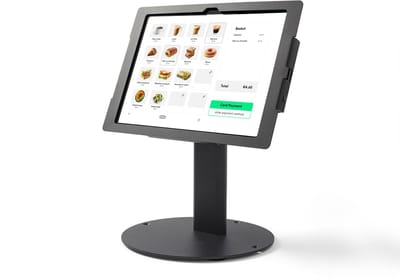 Tabdoq Lite iPad standaard | Veilige, Draai- en Kantelbare houder | Stabiele, verzwaarde voet voor Balies & Bureaus | Voor iPad 10ᵉ Gen (2022) & 11ᵉ Gen A16 (2025) | Zwart