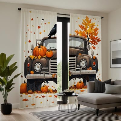 2 Stuks HD Digitaal Amerikaans Kleine Gele Bloemenprint Gordijnen Woondecoratie Stijl Decoreren Woonkamer Slaapkamer Ringen W52H63inchW132H160cm beige
