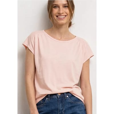 Shirt met ronde hals en rimpels