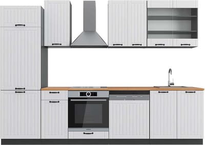 Vicco Fame-Line Complete keukeneenheid – 300 cm, WB Eik Landhuis wit/antraciet
