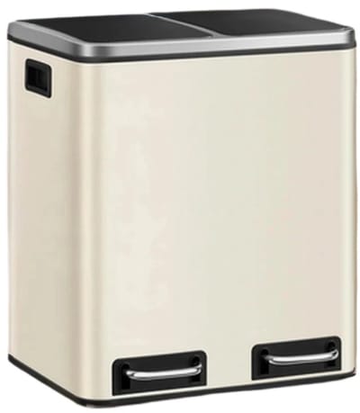 Bobbel Home Prullenbak Afvalscheiding 30 Liter - Prullenbakken - Pedaalemmer - Beige & Zwart
