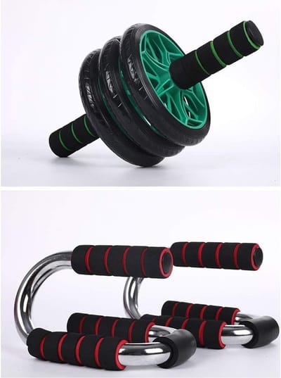 Abdominal Muscle Roller Kit - Buikspierroller Set - Kracht Training - 3-in-1 Set - 150 kg Draagvermogen - Zwart