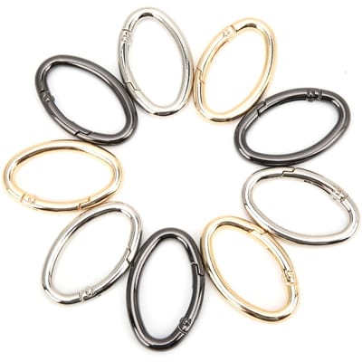 9 stuks veerringgesp 0?Ovale open tasketting met hardware, DIY-accessoires, 3 kleuren M M