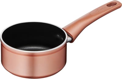 Antiaanbakpan van Aluminium Ø 14 cm met Koperlook en Thermo-signaal