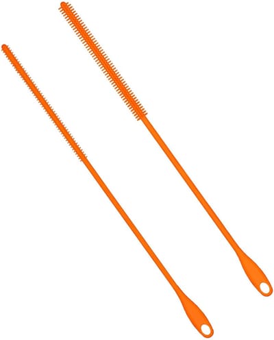 Allecto - Siliconen Rietenborstels - Rietjesreiniger - Extra Lang - Oranje - Pijpreinigers - Geschikt voor Glas en Metaal - 2 Stuks