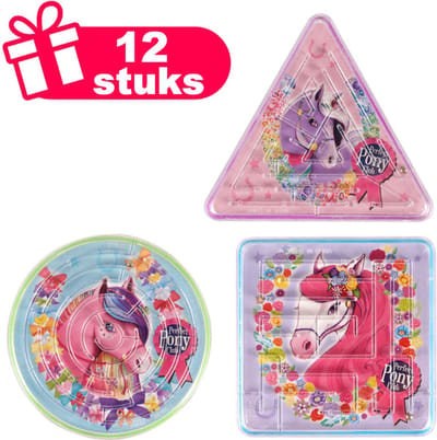 Henbrandt - 12 Stuks Pony / Paarden Doolhof Spelletjes - Traktatie uitdeelcadeautjes voor kinderen & peuters - Traktaties en kinderverjaardagen - Klein grabbelton speelgoed voor in traktatie uitdeelzakjes