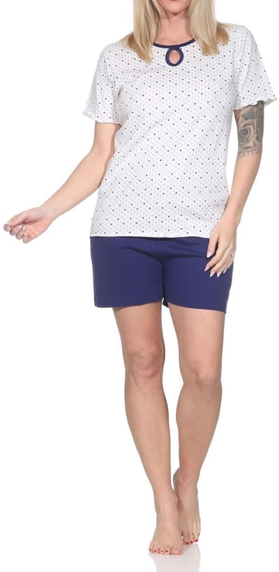 Normann dames capri pyjama met korte mouwen in stippenlook - ook in grote maten