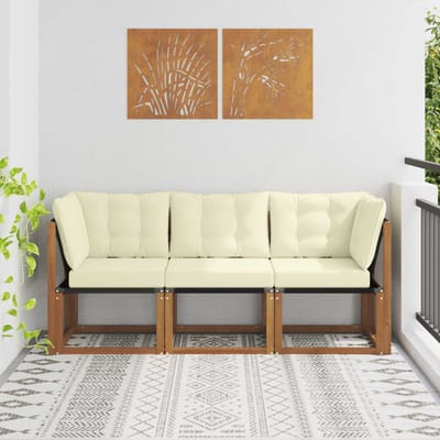 vidaXL - 3 - st - Outdoor - Midden- - en - Hoekbank - Naturel