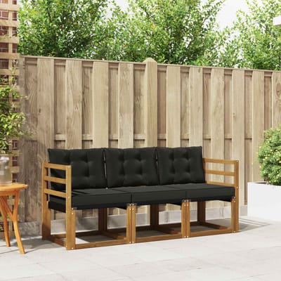 vidaXL - Buiten - bank - set - 3 - st - Natuurlijk - en - zwart