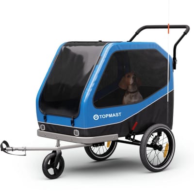 Hondenfietskar MAXI - 2-in-1 Hondenbuggy - Opvouwbaar - Hondenaanhanger - Voor Honden tot 40kg - Blauw