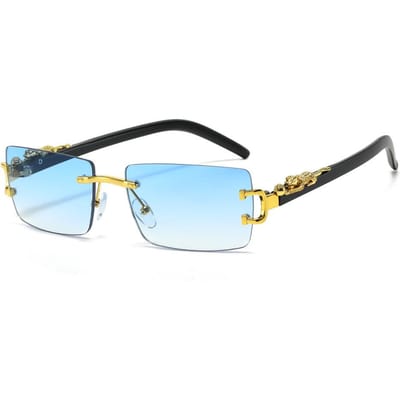 Mode Randloze Zonnebril Dames Heren Cheetah Decoratie Rechthoekig Designer Zonnebrillen white