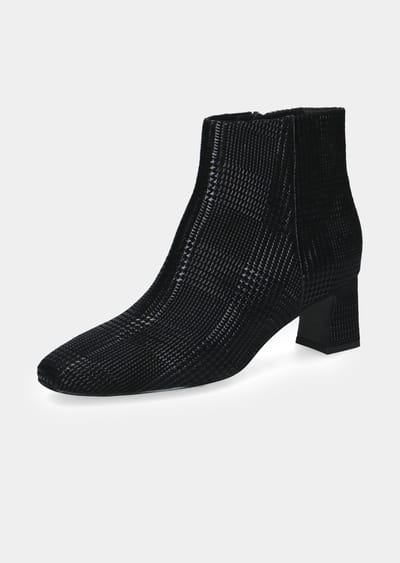 Enkellaarsjes van leer met reliëf in een geruite look - zwart - Gr. 37 van Goldner Fashion