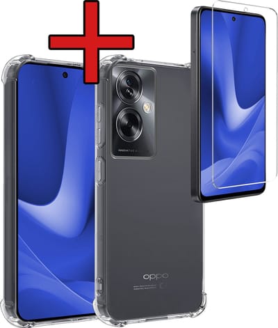 Hoesje - Met Screenprotector - Geschikt voor OPPO A79 - Sterk & Shockproof - Back Cover - Siliconen Case - Telefoon Hoes - Shock Proof - Telefoonhoes - Transparant