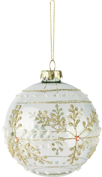 Dekoratief | Hanger bal m/sneeuwvlokken, transparant/goud, glas, 10x10x10cm | A255282