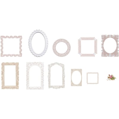 20 Stuks Decoratie Stickers Retro Spiegel Frame PET Stickers voor DIY Handwerk Scrapbooking Foto white