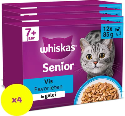 Whiskas Kattenvoer - Senior 7+ - Vis Selectie in gelei - 48x85g