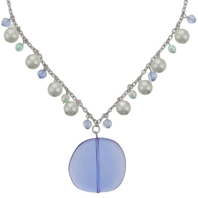 Behave - Ketting met blauwe hanger en parels - Zomers & speels