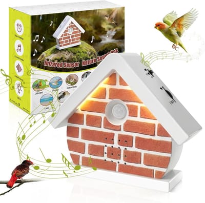 SnelShoppen - Bird Song Box met Bewegingssensor, Natuurlijke Vogelgeluiden met Licht en Timer, 11 Ontspannende Geluiden voor Badkamer, Spa, Toilet en