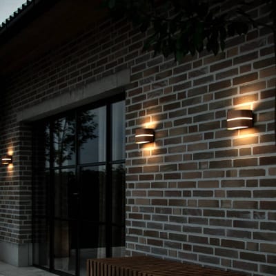 Nordlux Sibelis buitenwandlamp, E27, kunststof, bruin metallic