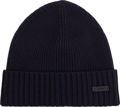 HUGO BOSS muts wol - heren muts met omslag - donkerblauw