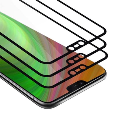 Cadorabo 3x Screenprotector geschikt voor Nokia 7.1 Volledig scherm pantserfolie Beschermfolie in TRANSPARANT met ZWART - Getemperd (Tempered) Display beschermend glas in 9H hardheid met 3D Touch