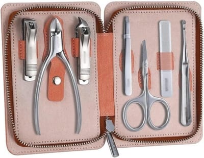 Nagelknipperset - Verzorgingsset - Persoonlijke verzorging - 7-delige set - Handzaam formaat - Roze