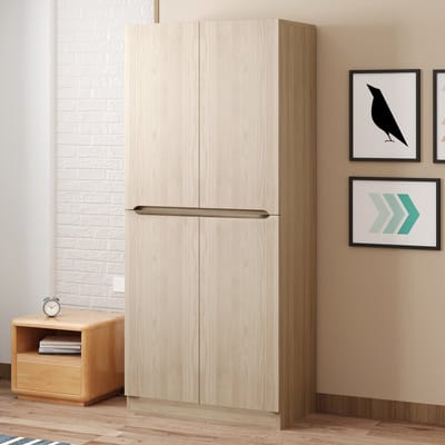 Kledingkast 70x40x170 cm - dubbeldeurs ontwerp met klein opbergvak - houtkleur