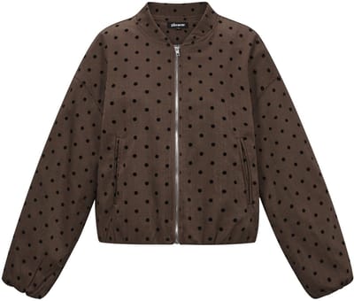 Comfortabele Geweven Polyester Damesjas met Puntjespatroon - Wijnrood - Maat S
